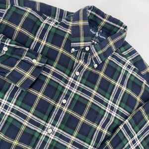 Ralph Lauren Men's Plaid Button Down Shirt Long Sleeve 100 Cotton Size L